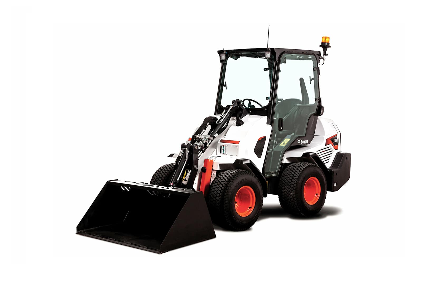 Compact wheel loader with front bucket attachment